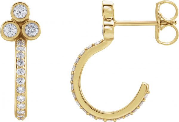 14K Yellow 1/2 CTW Natural Diamond Hoop Earrings - 86806