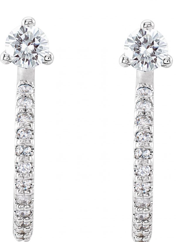 Platinum 1/3 CTW Natural Diamond J-Hoop Earrings - 86686