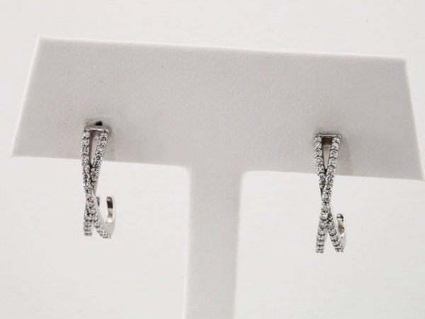 Platinum 1/4 CTW Natural Diamond Criss-Cross J-Hoop Earrings - 86333