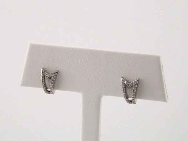 Platinum 1/6 CTW Natural Diamond Geometric J-Hoop Earrings - 86479