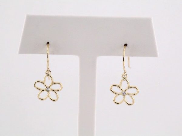 14K Yellow .06 CTW Natural Diamond Flower Earrings - 85451