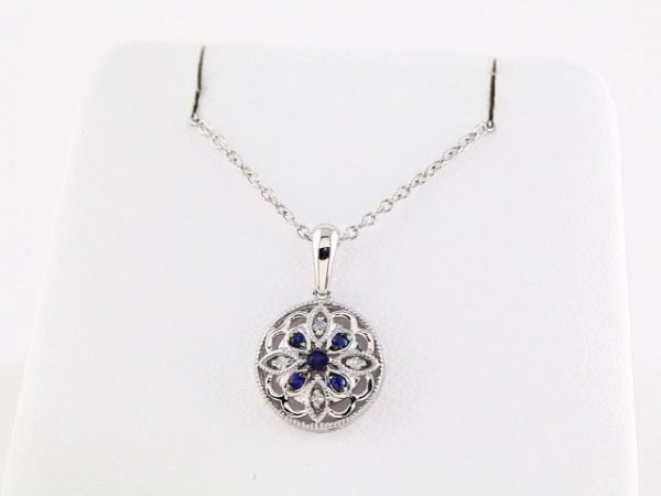 Sterling Silver Natural Blue Sapphire & .03 CTW Diamond 18" Necklace - 69749