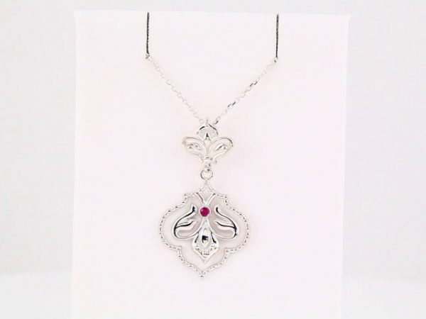 Sterling Silver Natural Ruby 18" Necklace - 85601