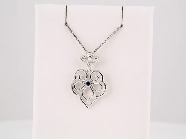 Sterling Silver Natural Blue Sapphire 18" Necklace - 85609
